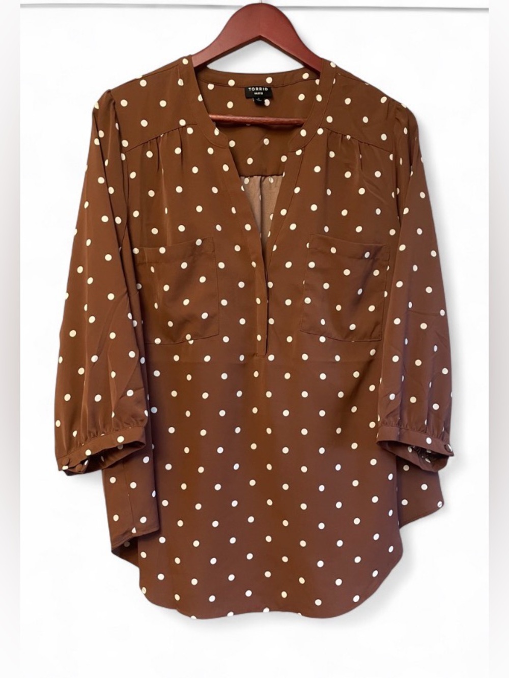 Torrid Harper Brown & White Polka Dot Blouse — Size 2 / 2X